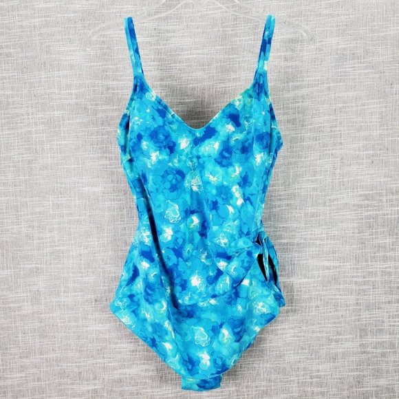 Vintage Other - Maxine of Hollywood Draped Front Swimsuit 14 Large